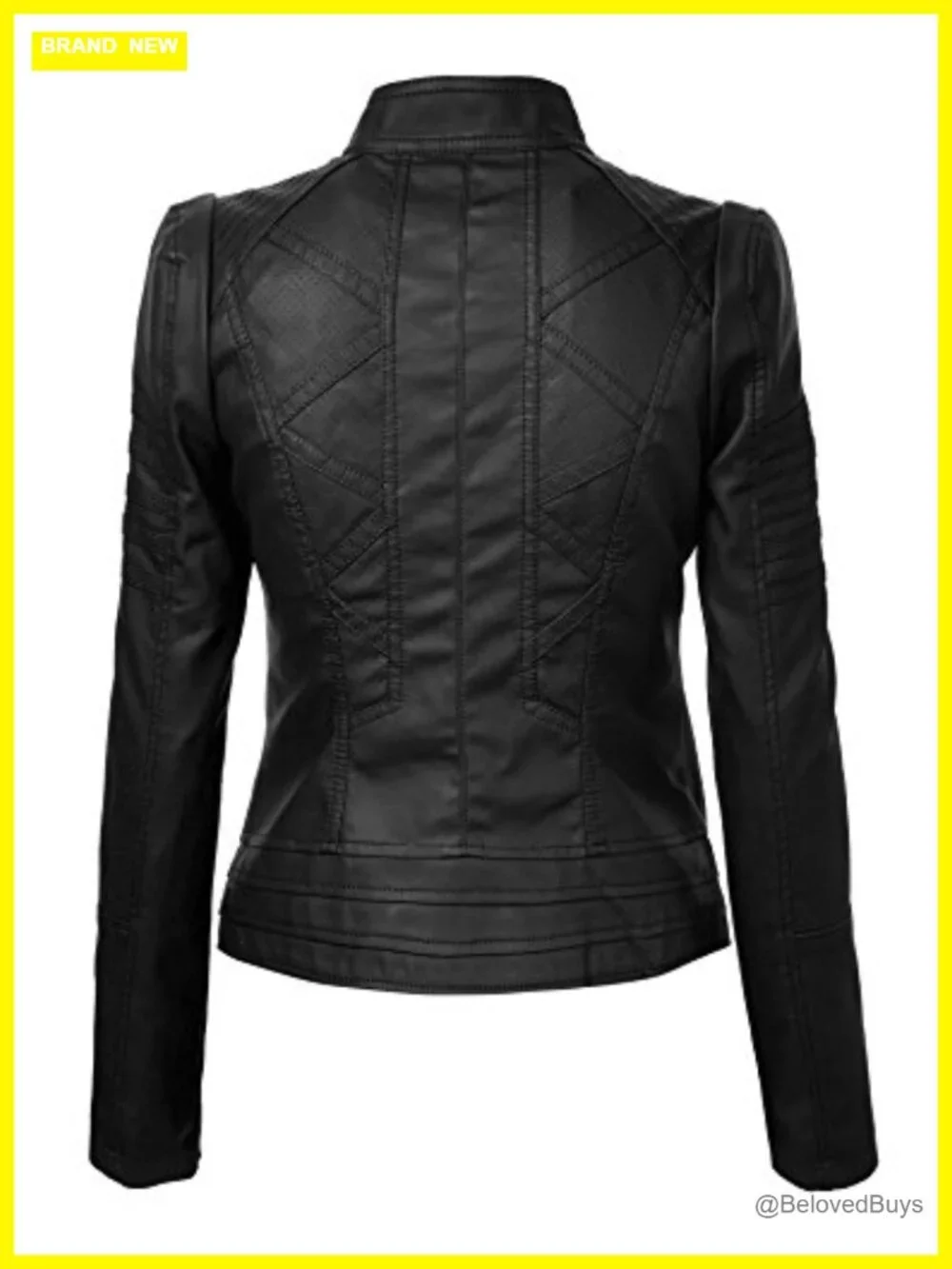 Slim Fit Faux Leather Moto Jacket for Women - PU Biker Motorcycle Coat